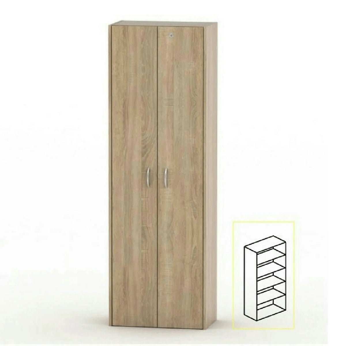 Dulap TEMPO ASISTENT NEW 007, stejar sonoma, PAL melaminat, cu 2 usi, 57x34x175 cm
