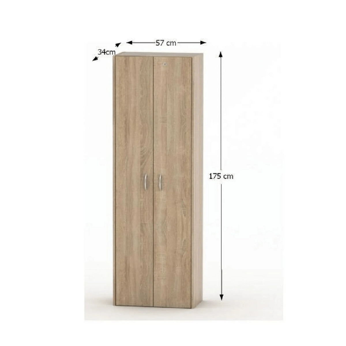 Dulap TEMPO ASISTENT NEW 007, stejar sonoma, PAL melaminat, cu 2 usi, 57x34x175 cm