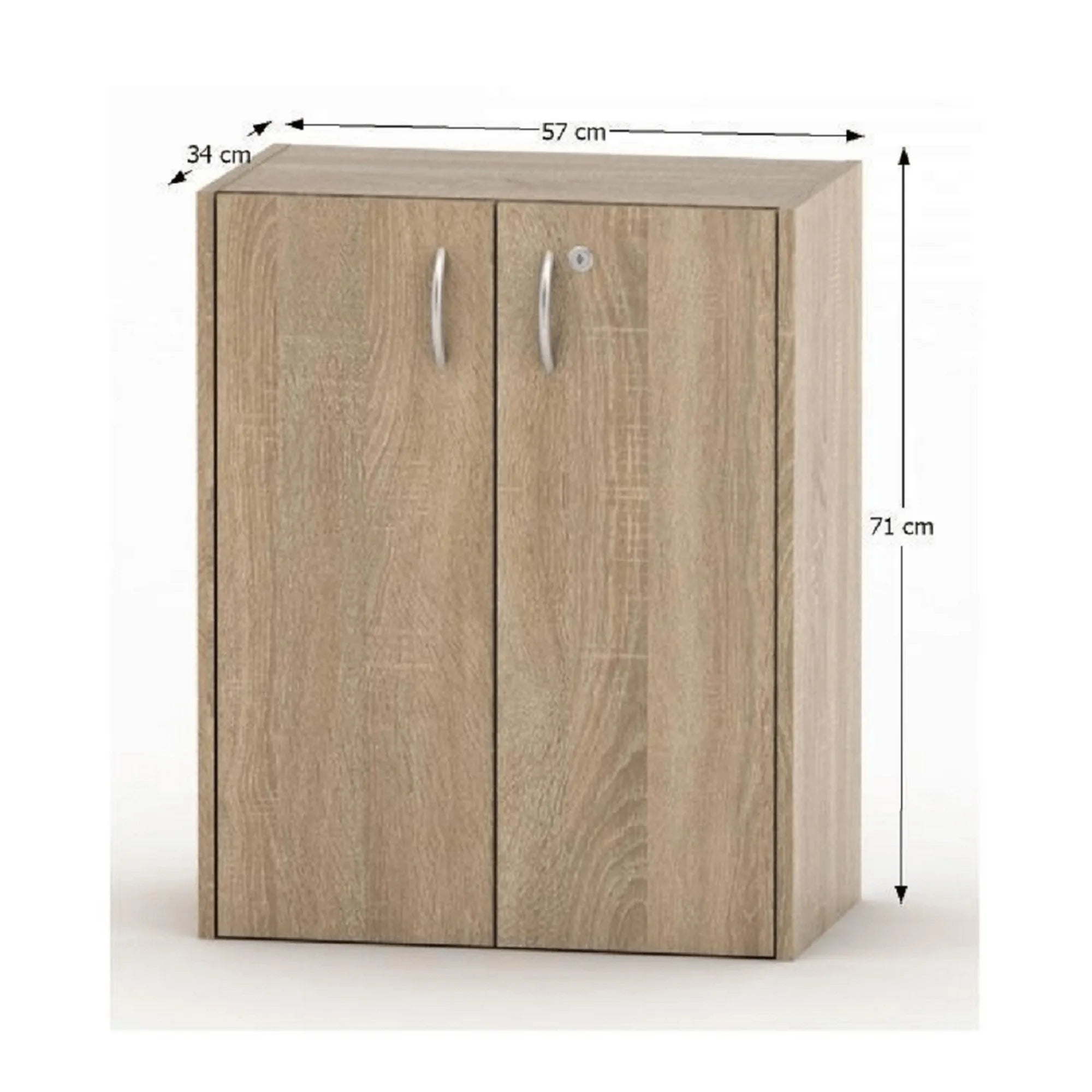 Dulap TEMPO ASISTENT NEW 011, stejar sonoma, PAL melaminat, cu 2 usi, 57x34x71 cm