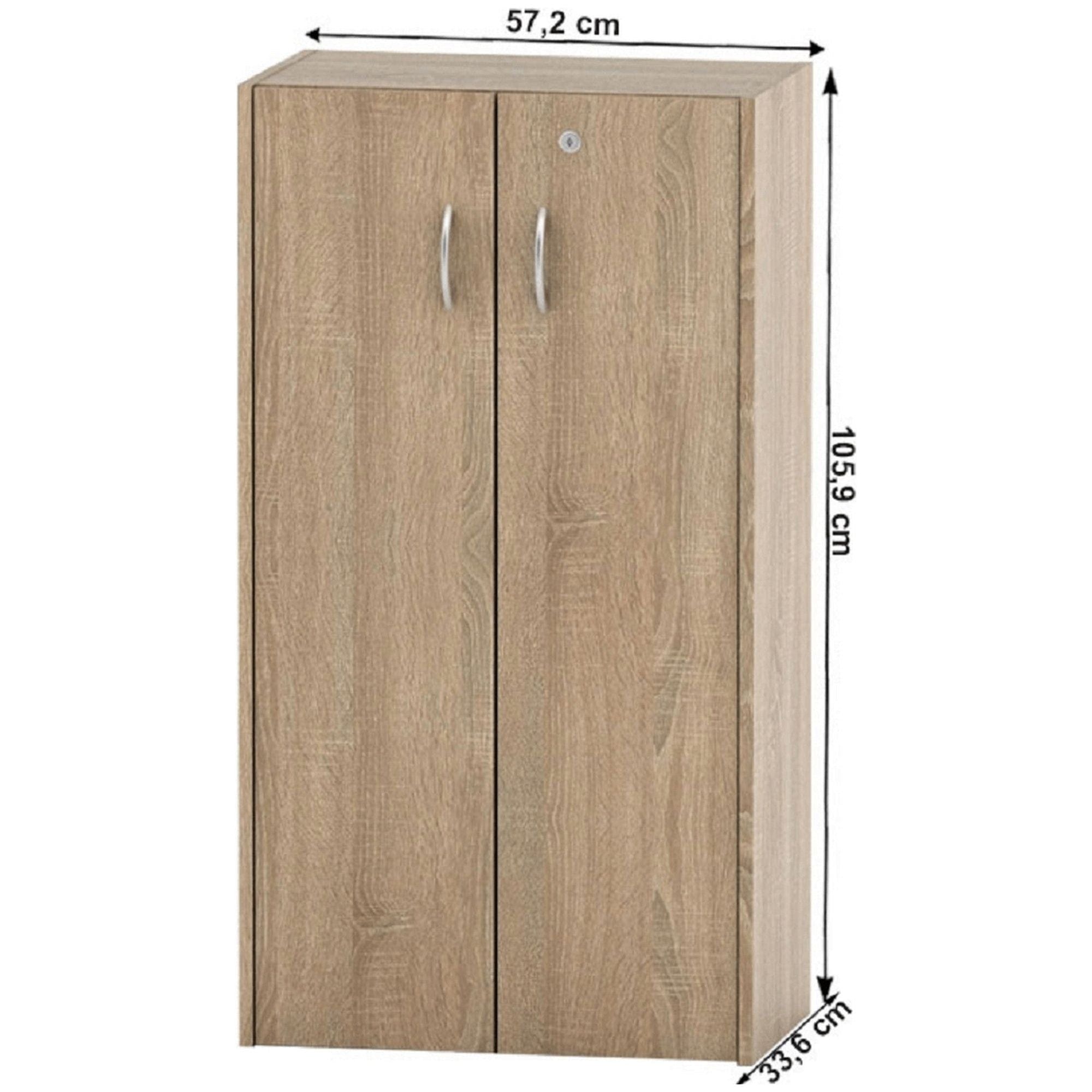 Dulap TEMPO ASISTENT NEW 034, stejar sonoma, DTD laminat, cu 2 usi, 57x34x106 cm