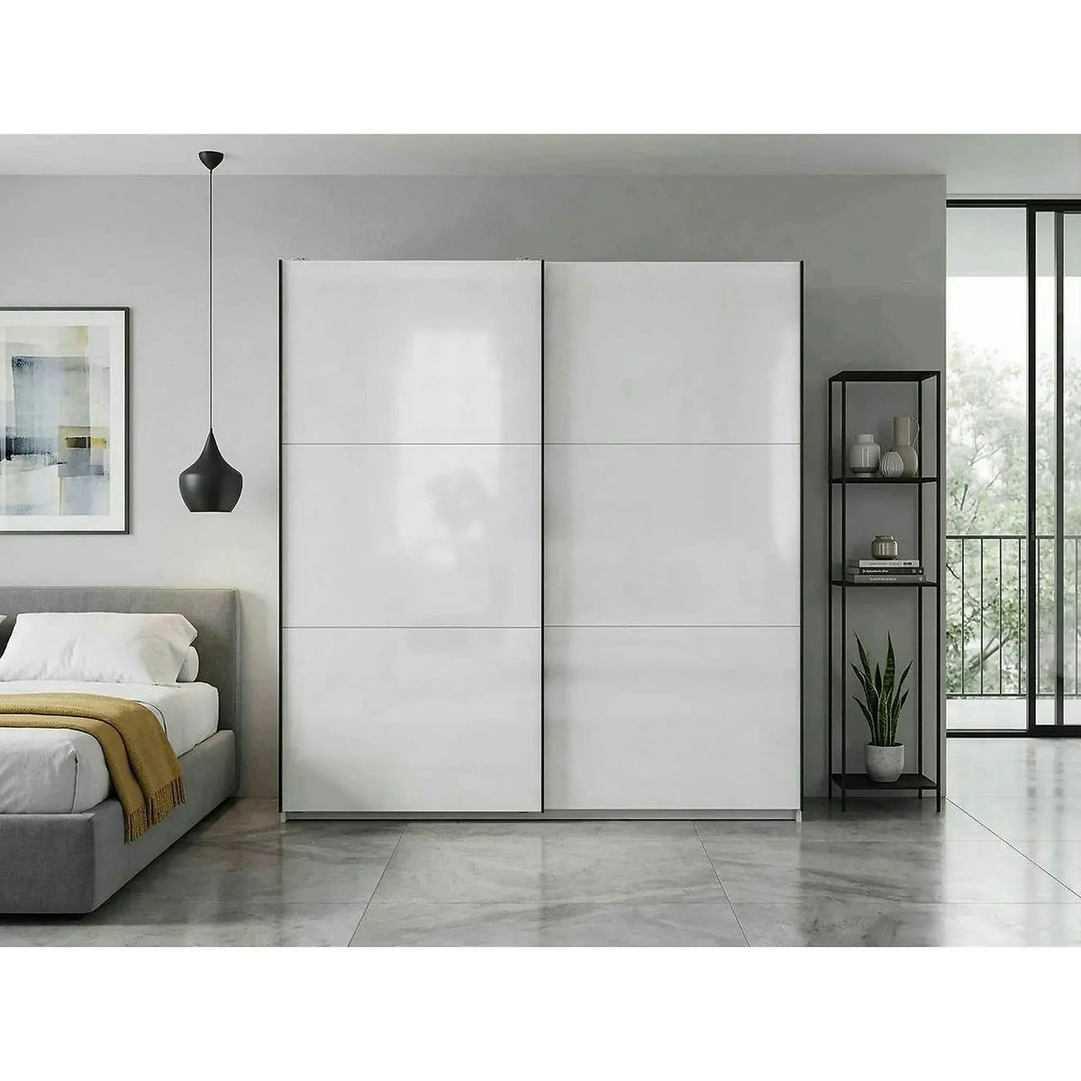 Dulap TETRIX, alb lucios, PAL, cu 2 usi, 183x60x196 cm