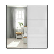 Dulap TETRIX, alb lucios, PAL, cu 2 usi si oglinda, 183x60x196 cm