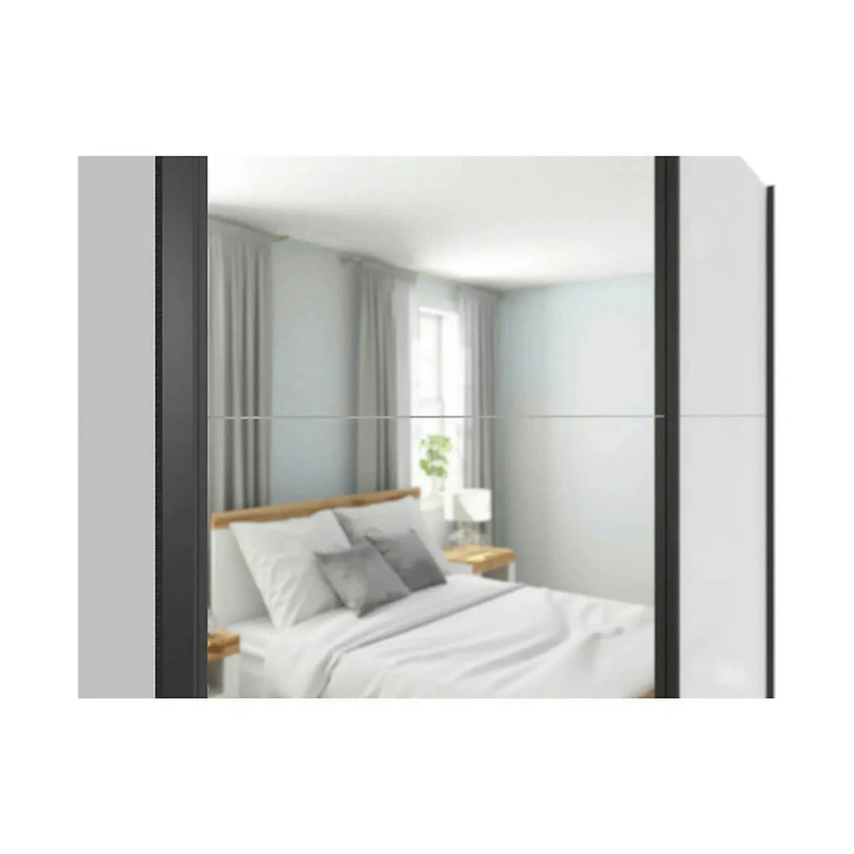 Dulap TETRIX, alb lucios, PAL, cu 2 usi si oglinda, 183x60x196 cm