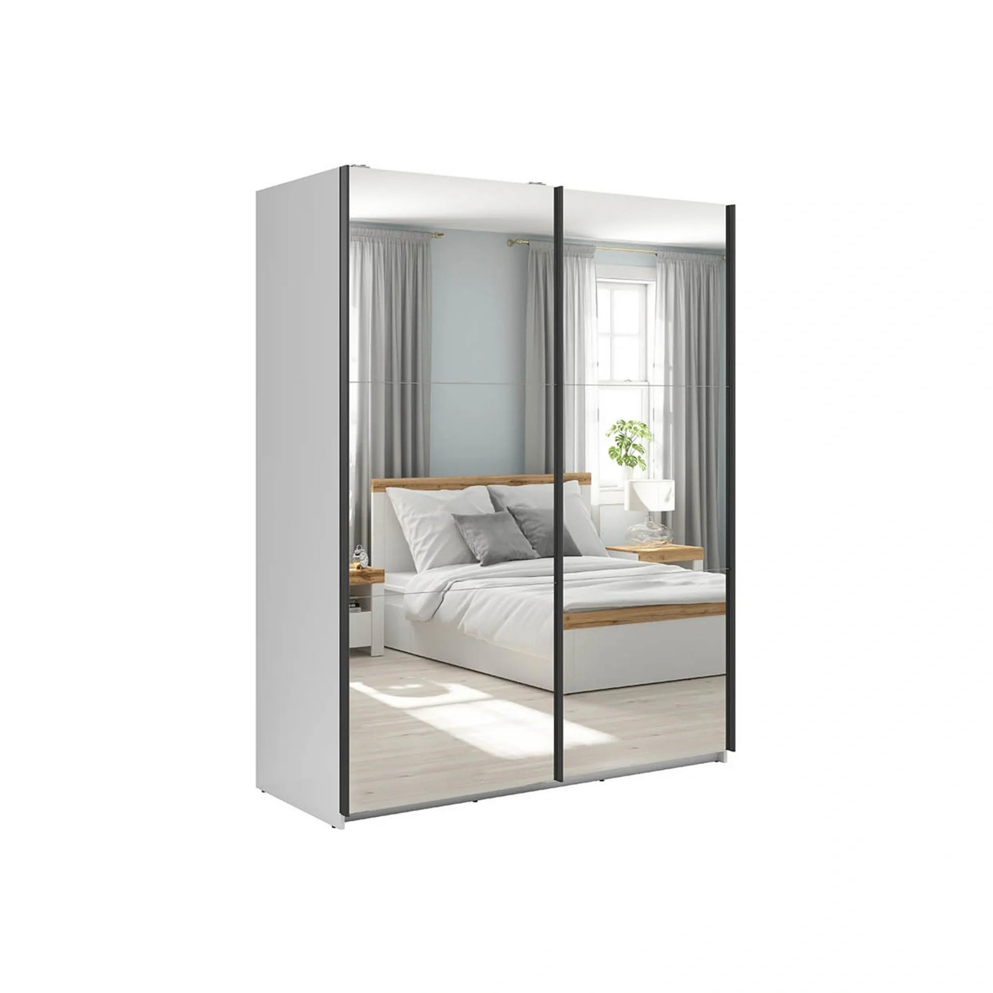 Dulap TETRIX, alb lucios, PAL, cu 2 usi si oglinzi, 154x60x196 cm