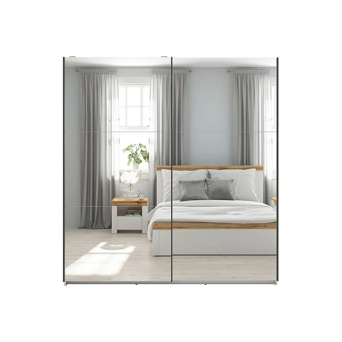 Dulap TETRIX, alb lucios, PAL, cu 2 usi si oglinzi, 183x60x196 cm