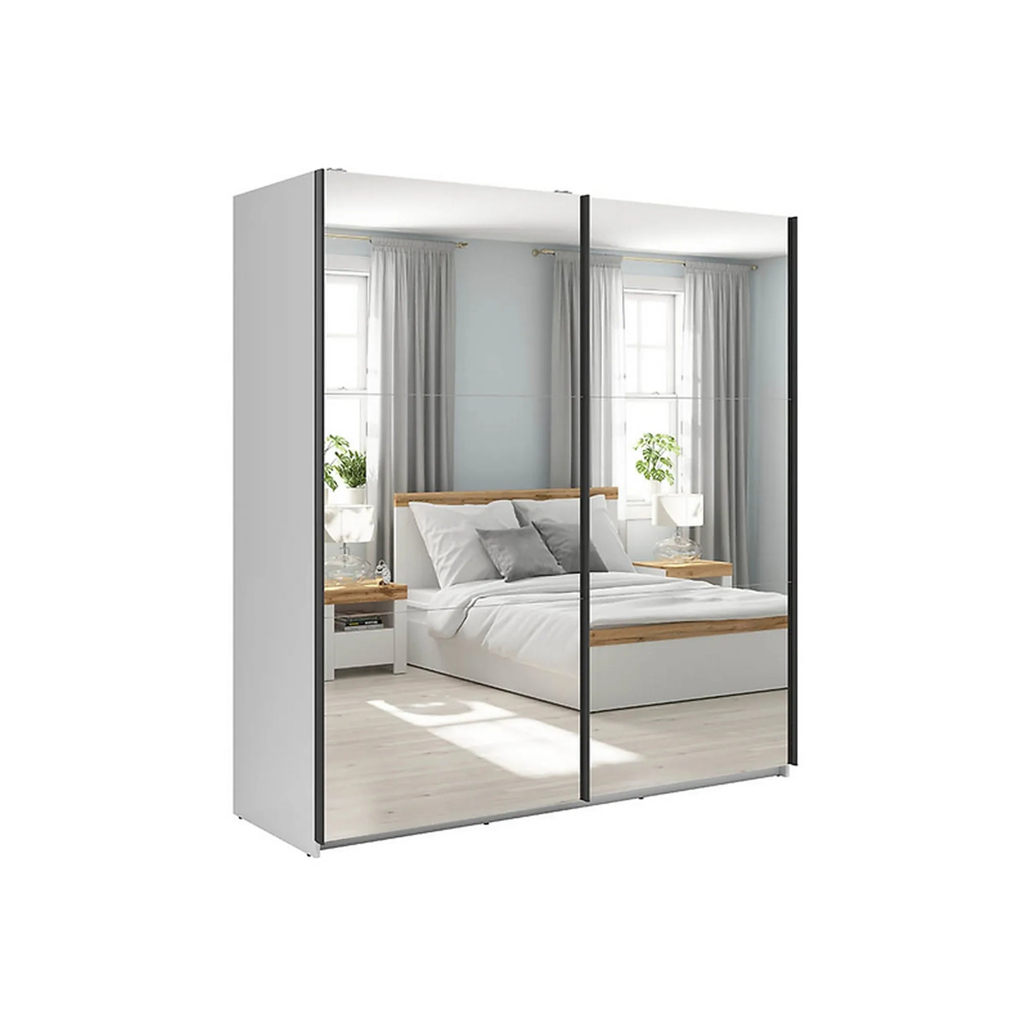 Dulap TETRIX, alb lucios, PAL, cu 2 usi si oglinzi, 183x60x196 cm