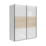 Dulap TETRIX, alb lucios/stejar sonoma, PAL, cu 2 usi, 154x60x196 cm