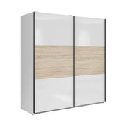 Dulap TETRIX, alb lucios/stejar sonoma, PAL, cu 2 usi, 183x60x196 cm