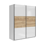 Dulap TETRIX, alb lucios/stejar wotan, PAL, cu 2 usi, 154x60x196 cm