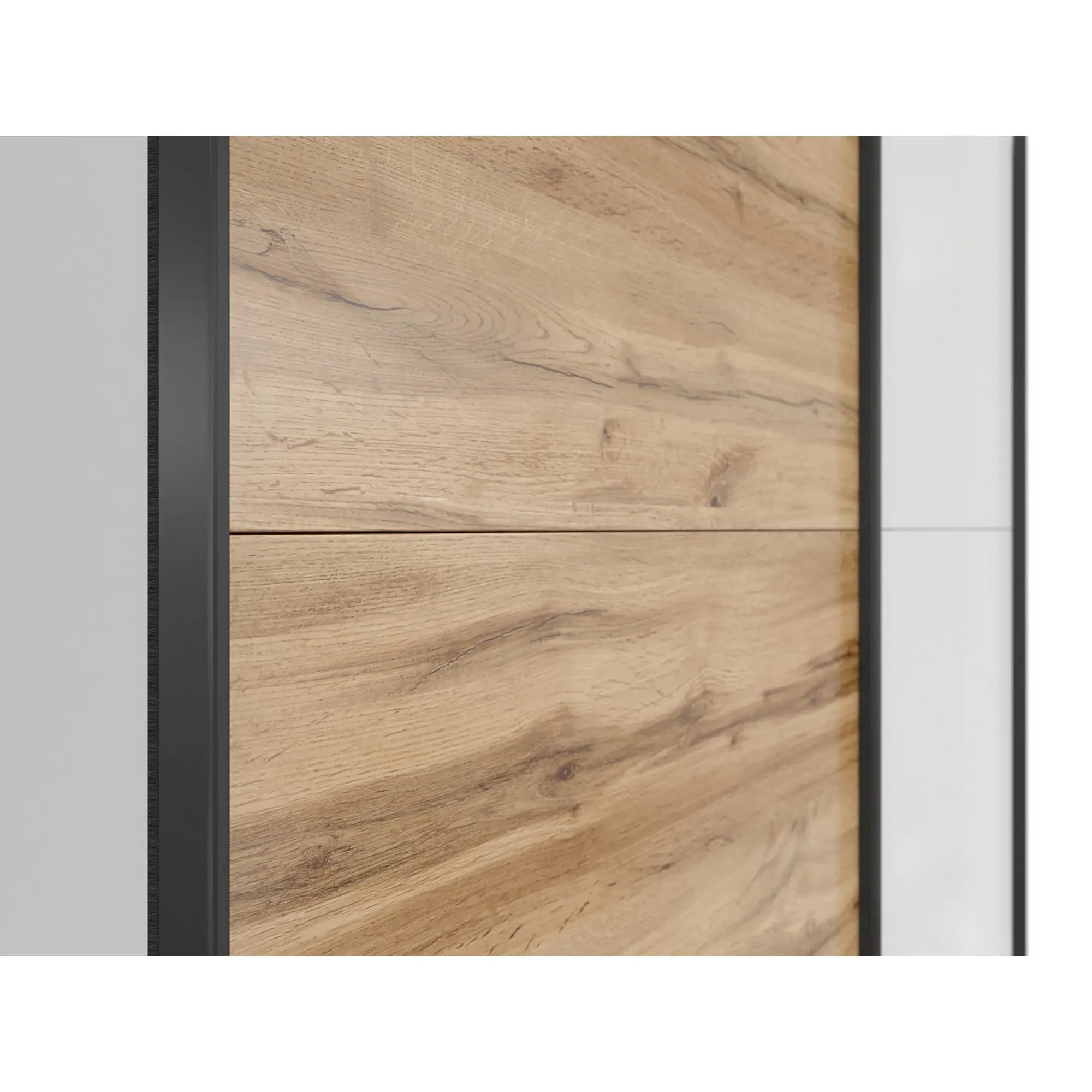 Dulap TETRIX, alb lucios/stejar wotan, PAL, cu 2 usi, 154x60x196 cm