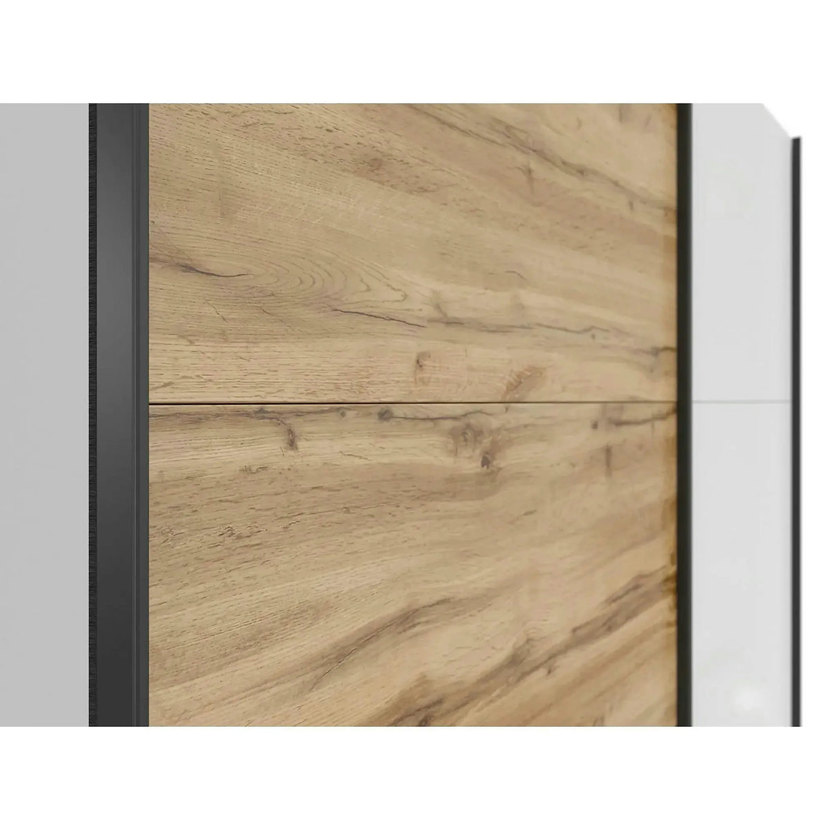 Dulap TETRIX, alb lucios/stejar wotan, PAL, cu 2 usi, 183x60x196 cm