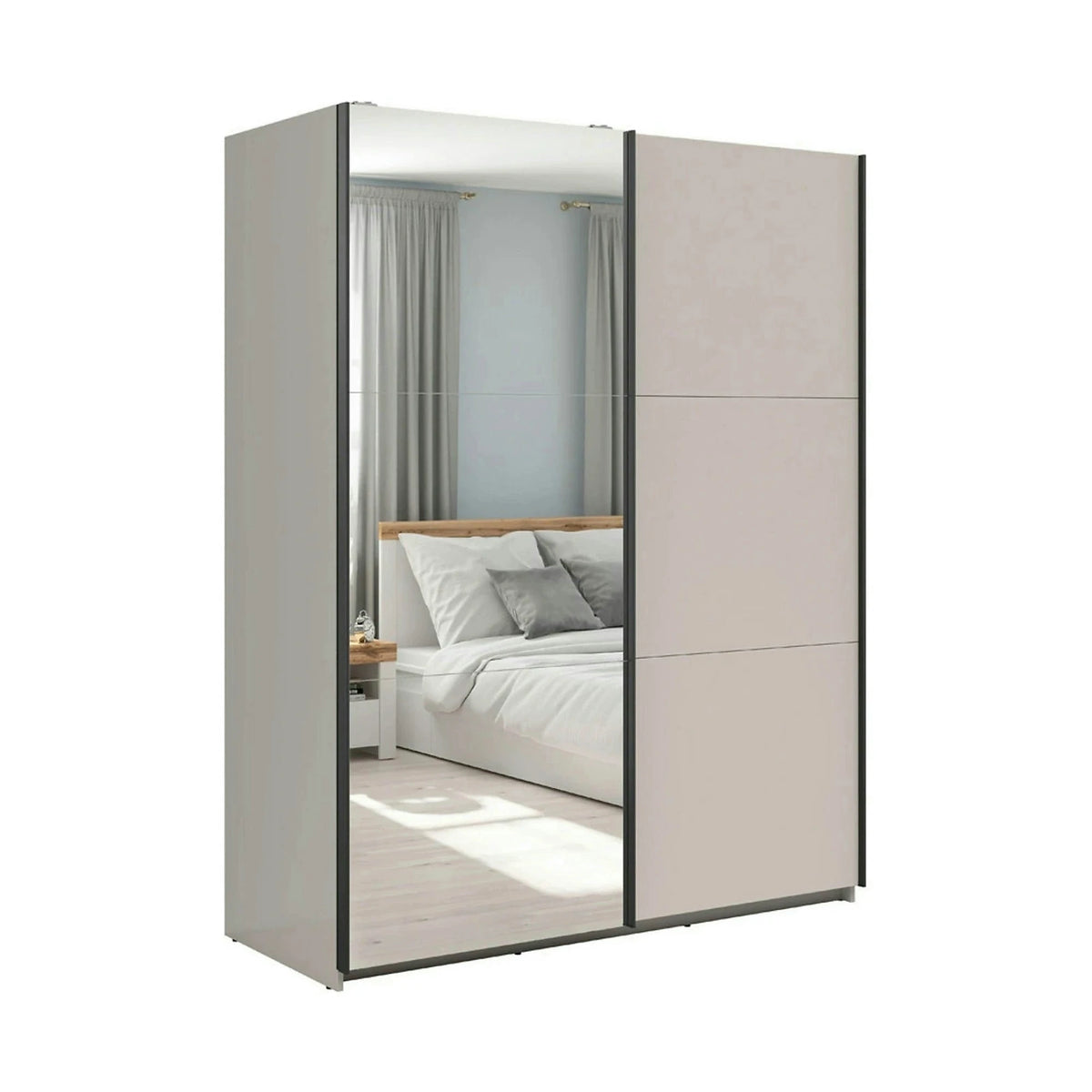 Dulap TETRIX, casmir, PAL, cu 2 usi si oglinda, 154x60x196 cm