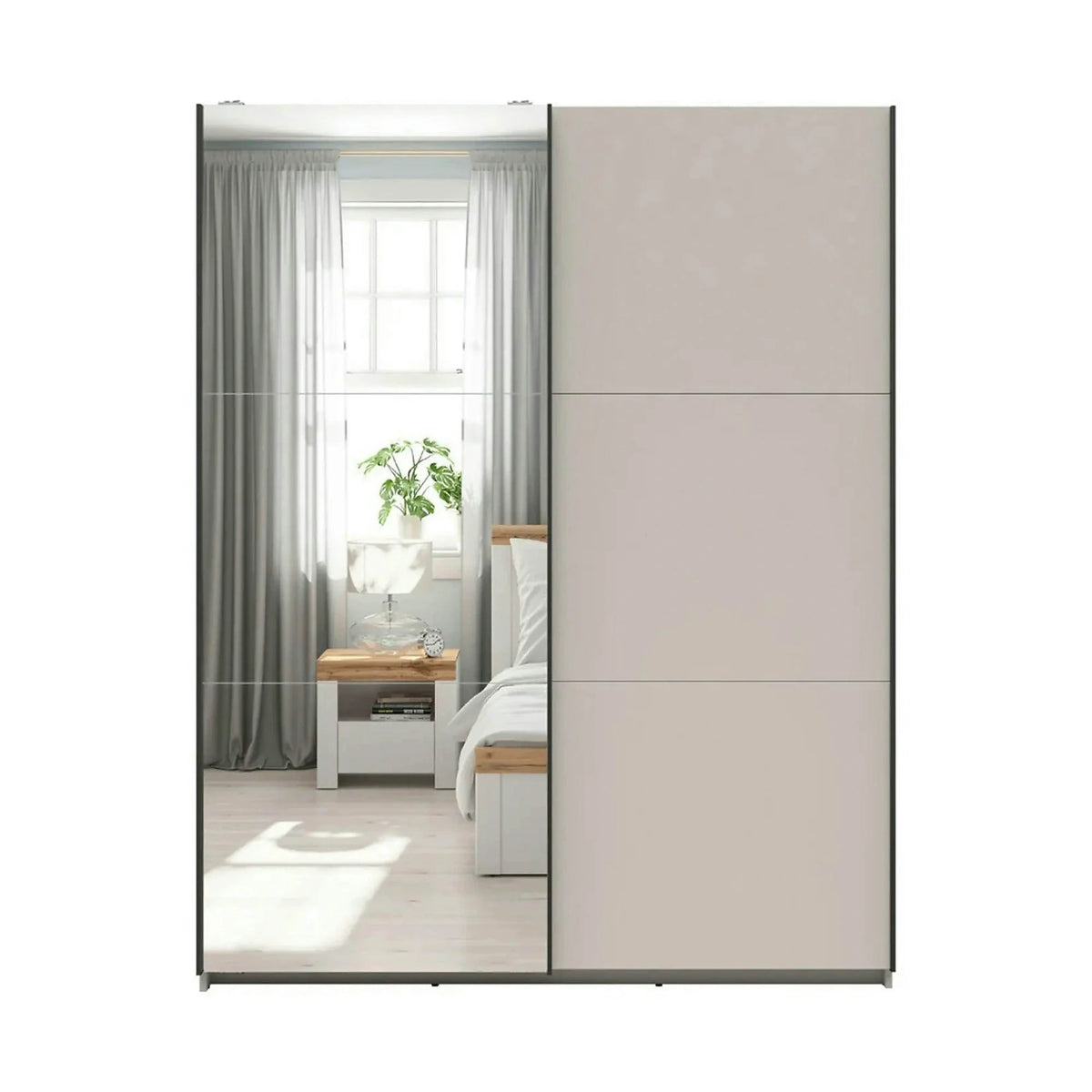 Dulap TETRIX, casmir, PAL, cu 2 usi si oglinda, 154x60x196 cm