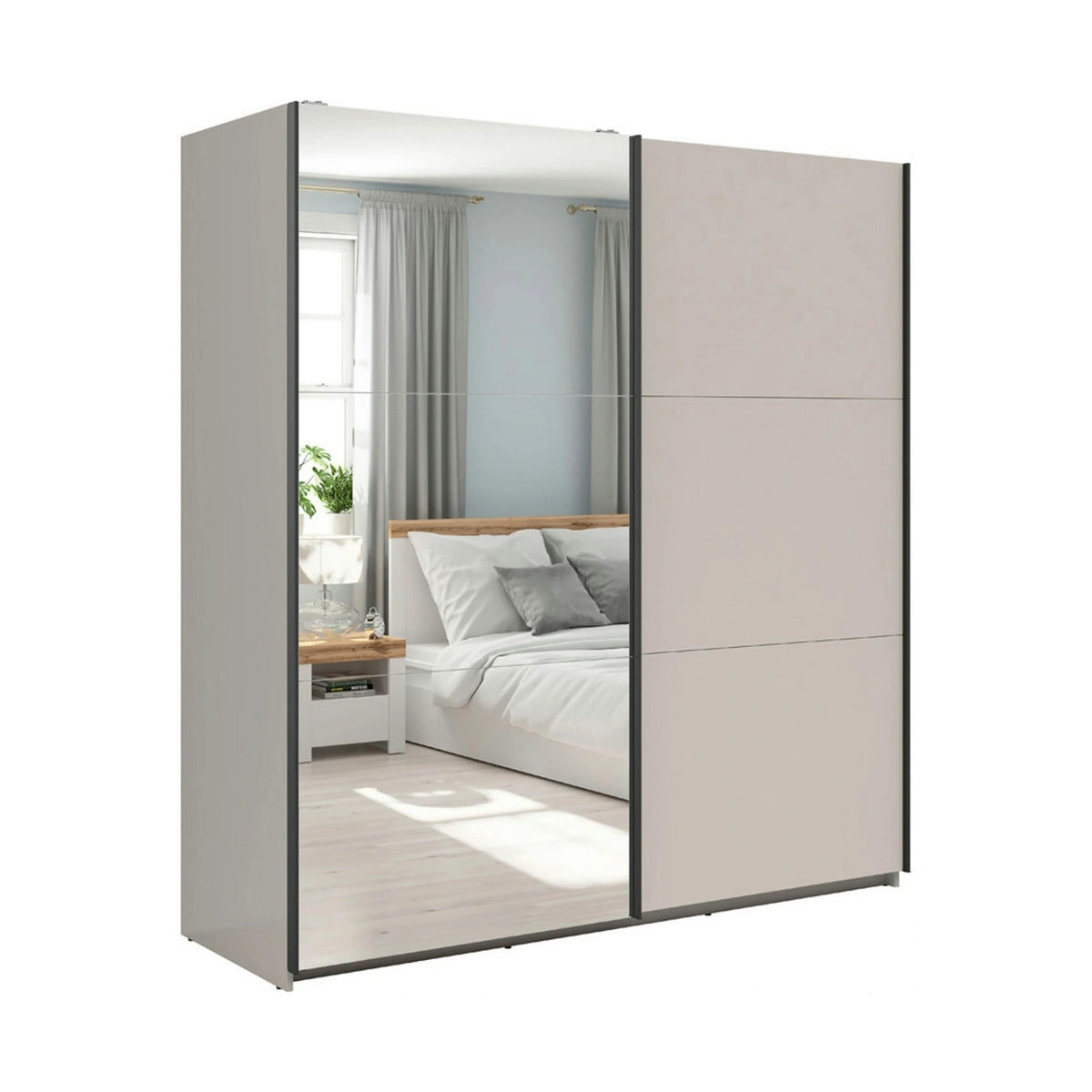 Dulap TETRIX, casmir, PAL, cu 2 usi si oglinda, 183x60x196 cm