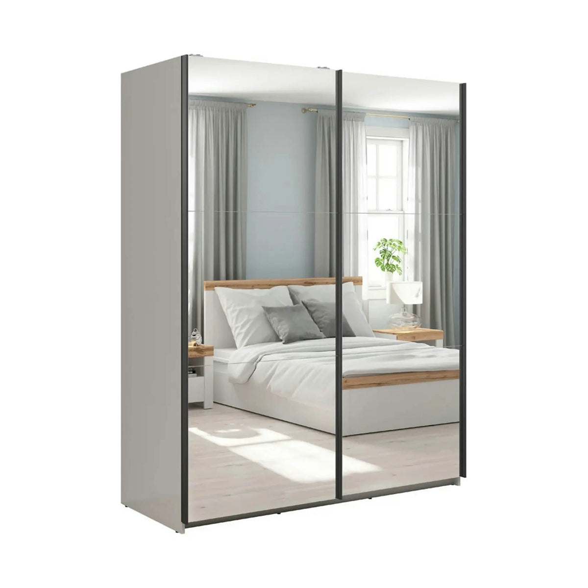 Dulap TETRIX, casmir, PAL, cu 2 usi si oglinzi, 154x60x196 cm