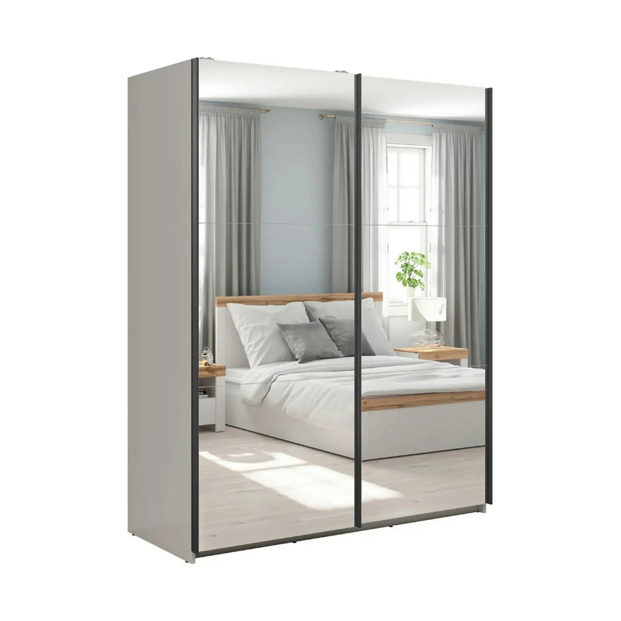 Dulap TETRIX, casmir, PAL, cu 2 usi si oglinzi, 154x60x196 cm