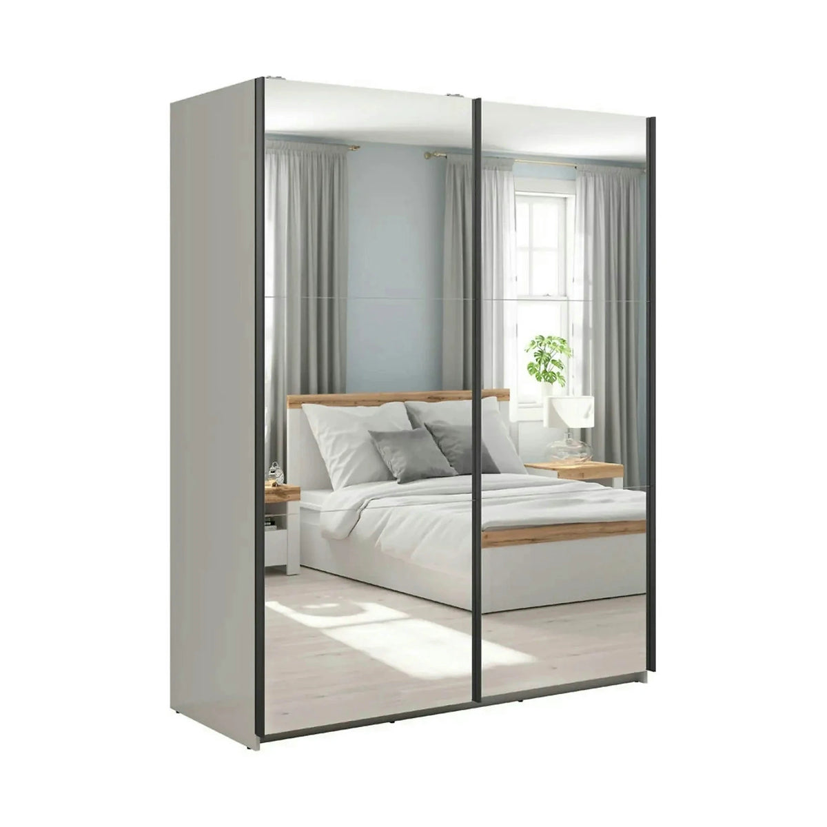 Dulap TETRIX, casmir, PAL, cu 2 usi si oglinzi, 154x60x196 cm