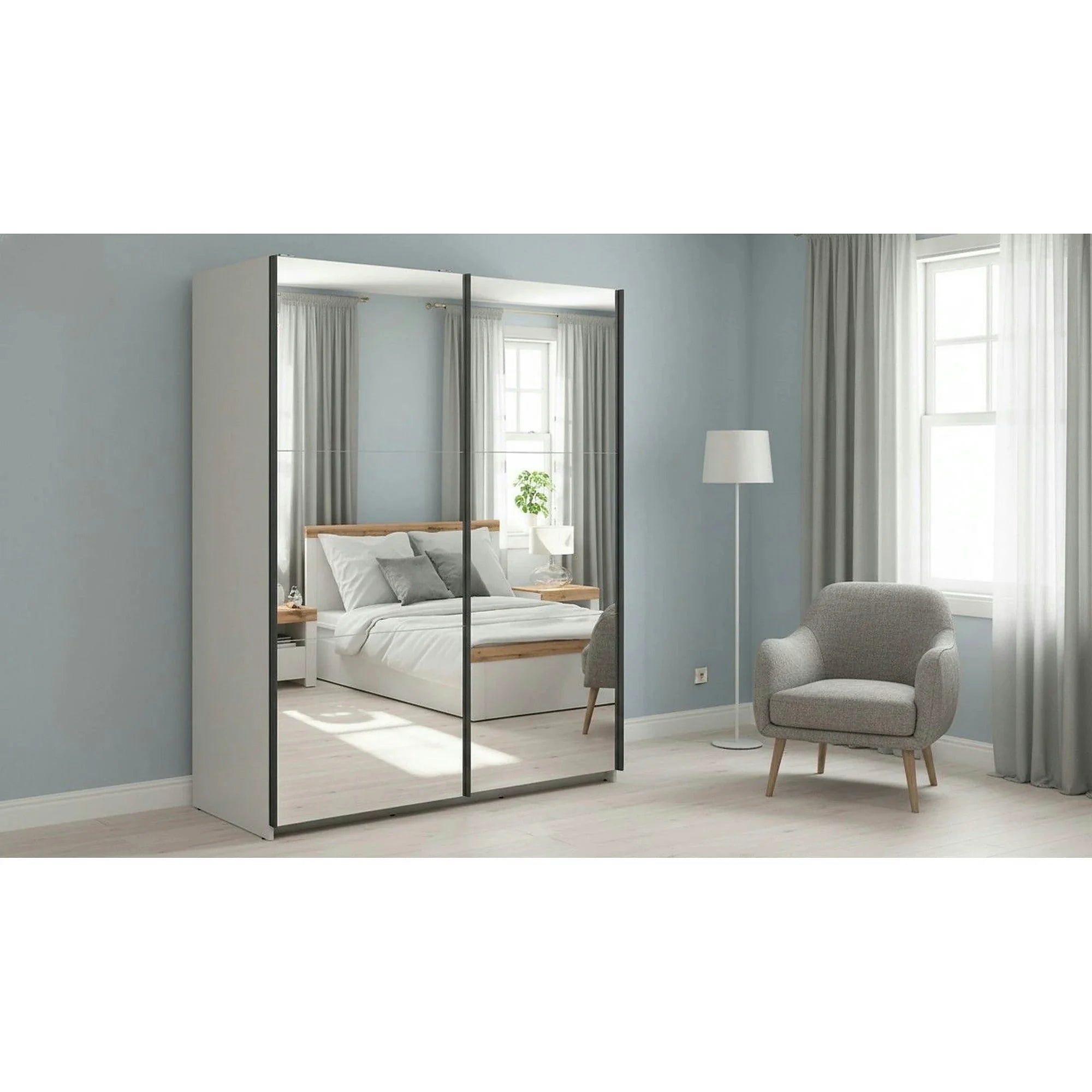 Dulap TETRIX, casmir, PAL, cu 2 usi si oglinzi, 154x60x196 cm