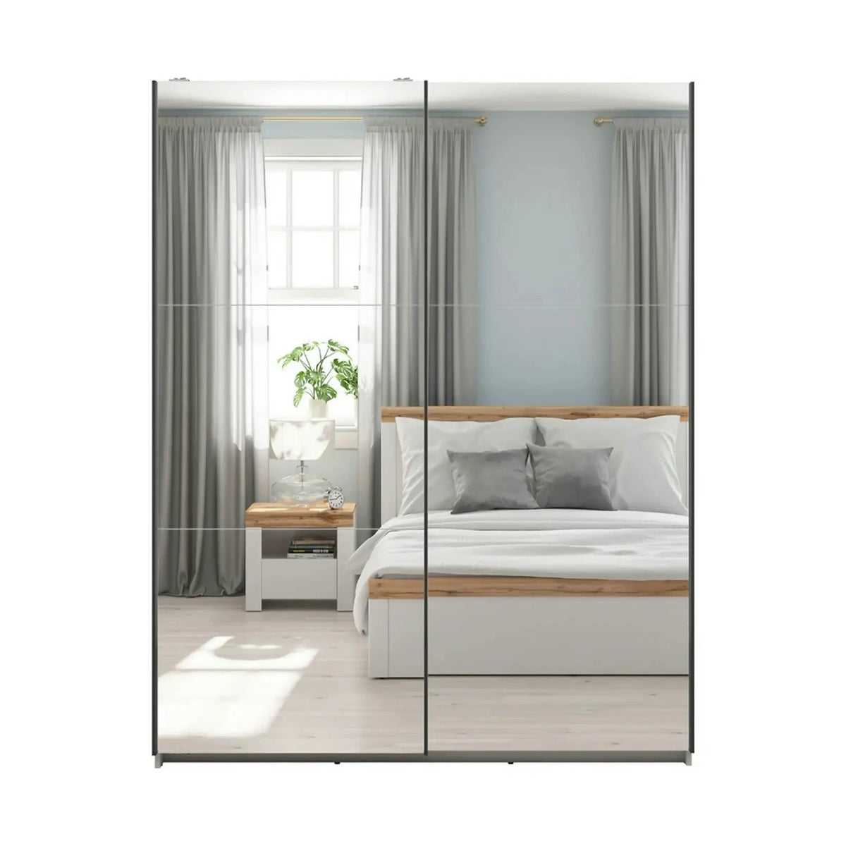 Dulap TETRIX, casmir, PAL, cu 2 usi si oglinzi, 154x60x196 cm