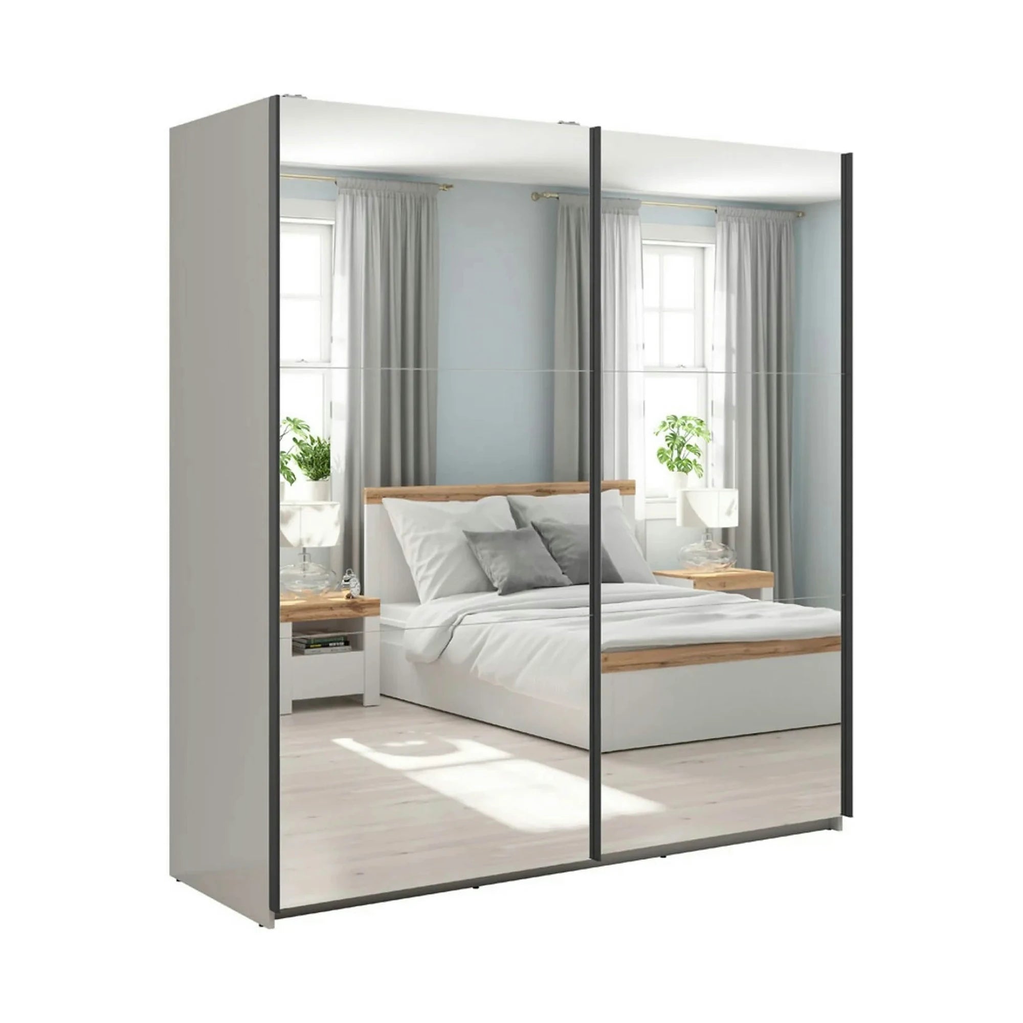 Dulap TETRIX, casmir, PAL, cu 2 usi si oglinzi, 183x60x196 cm