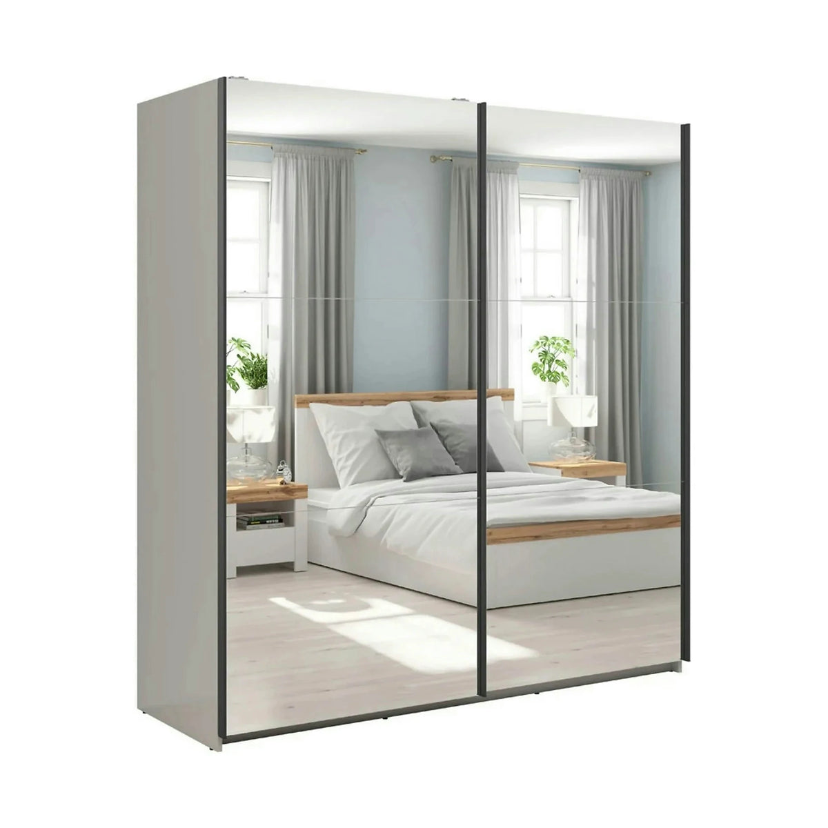 Dulap TETRIX, casmir, PAL, cu 2 usi si oglinzi, 183x60x196 cm