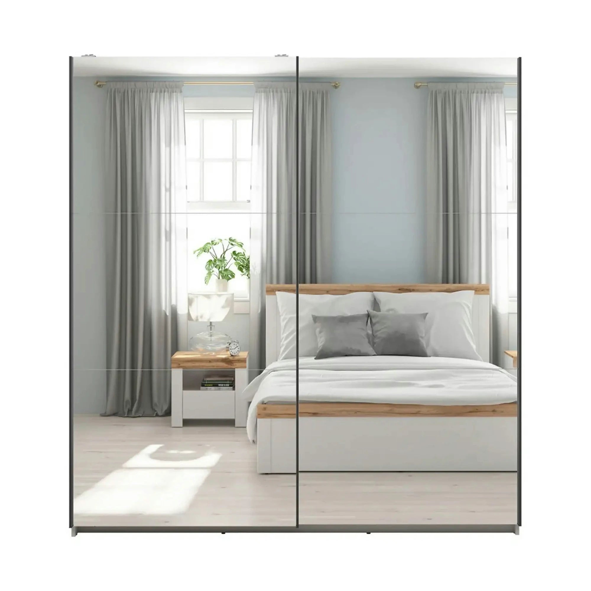 Dulap TETRIX, casmir, PAL, cu 2 usi si oglinzi, 183x60x196 cm