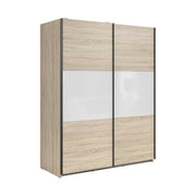 Dulap TETRIX, stejar sonoma/alb lucios, PAL, cu 2 usi, 154x60x196 cm