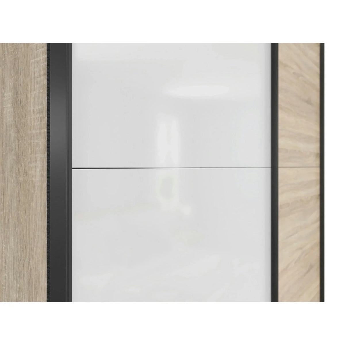Dulap TETRIX, stejar sonoma/alb lucios, PAL, cu 2 usi, 154x60x196 cm