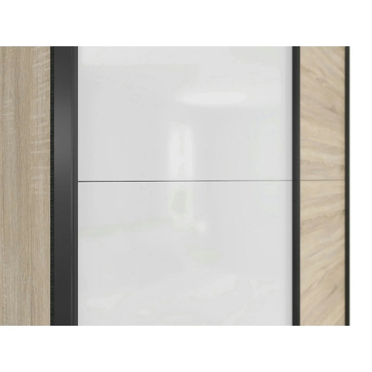 Dulap TETRIX, stejar sonoma/alb lucios, PAL, cu 2 usi, 154x60x196 cm