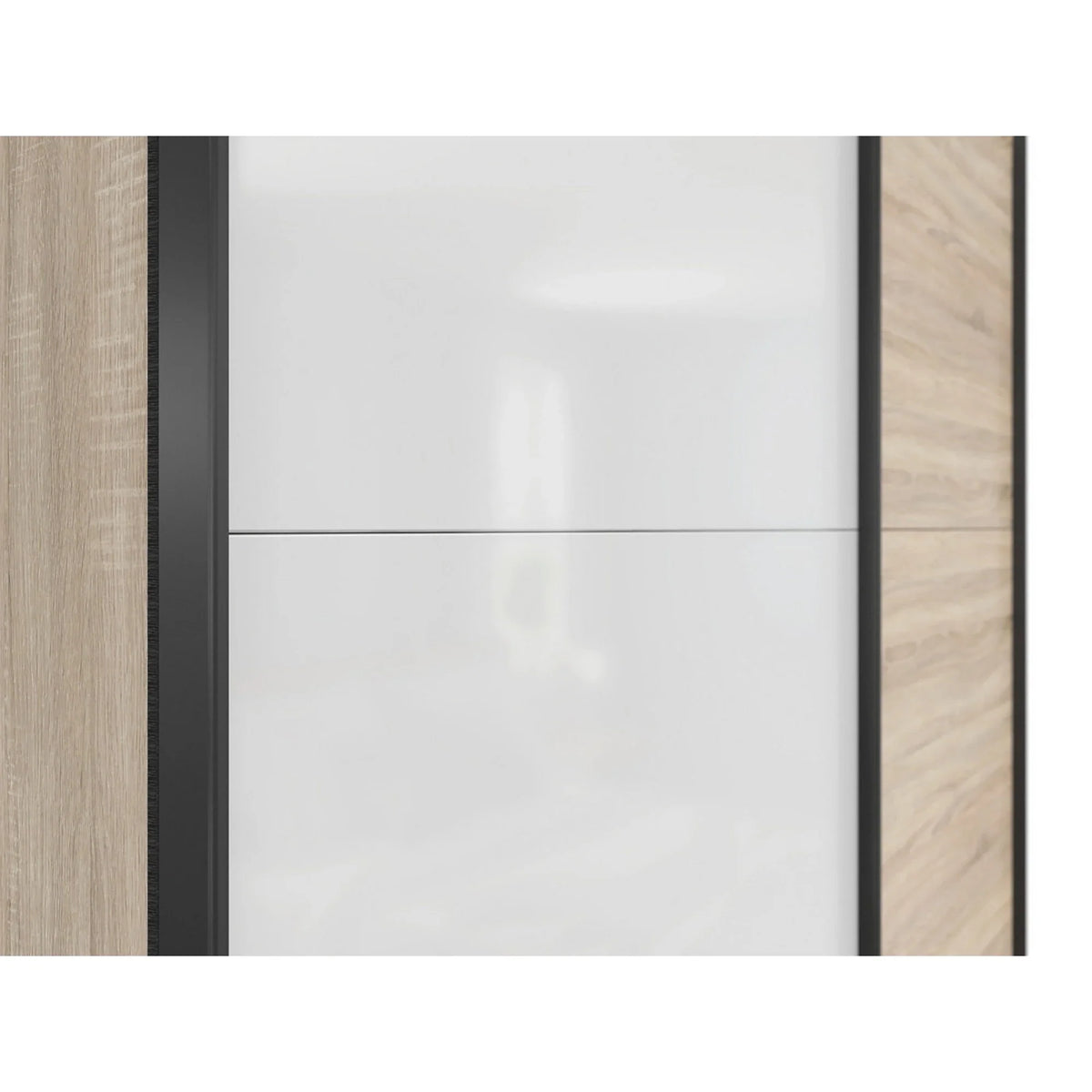 Dulap TETRIX, stejar sonoma/alb lucios, PAL, cu 2 usi, 154x60x196 cm