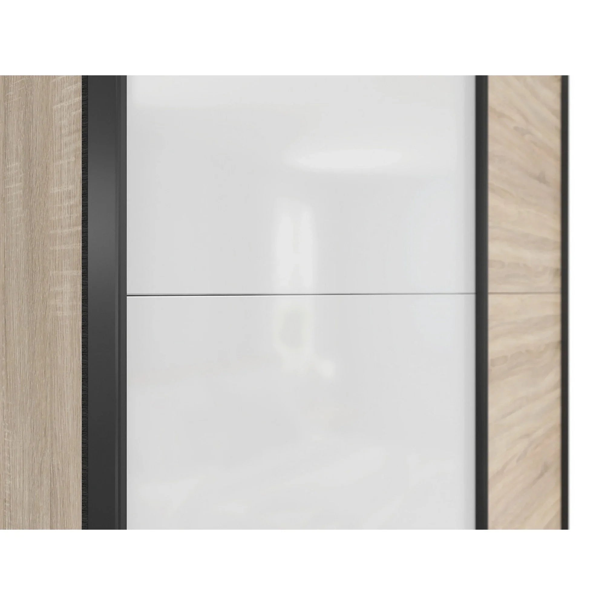 Dulap TETRIX, stejar sonoma/alb lucios, PAL, cu 2 usi, 154x60x196 cm