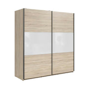 Dulap TETRIX, stejar sonoma/alb lucios, PAL, cu 2 usi, 183x60x196 cm