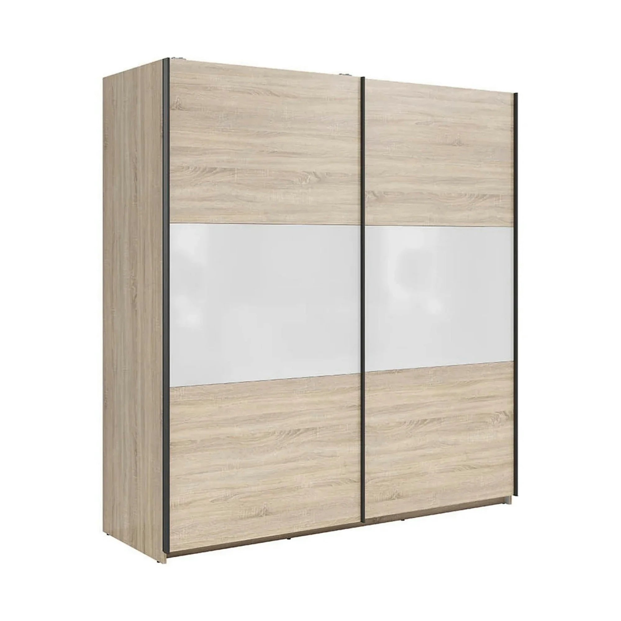 Dulap TETRIX, stejar sonoma/alb lucios, PAL, cu 2 usi, 183x60x196 cm