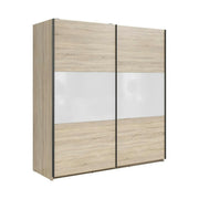 Dulap TETRIX, stejar sonoma/alb lucios, PAL, cu 2 usi, 183x60x196 cm
