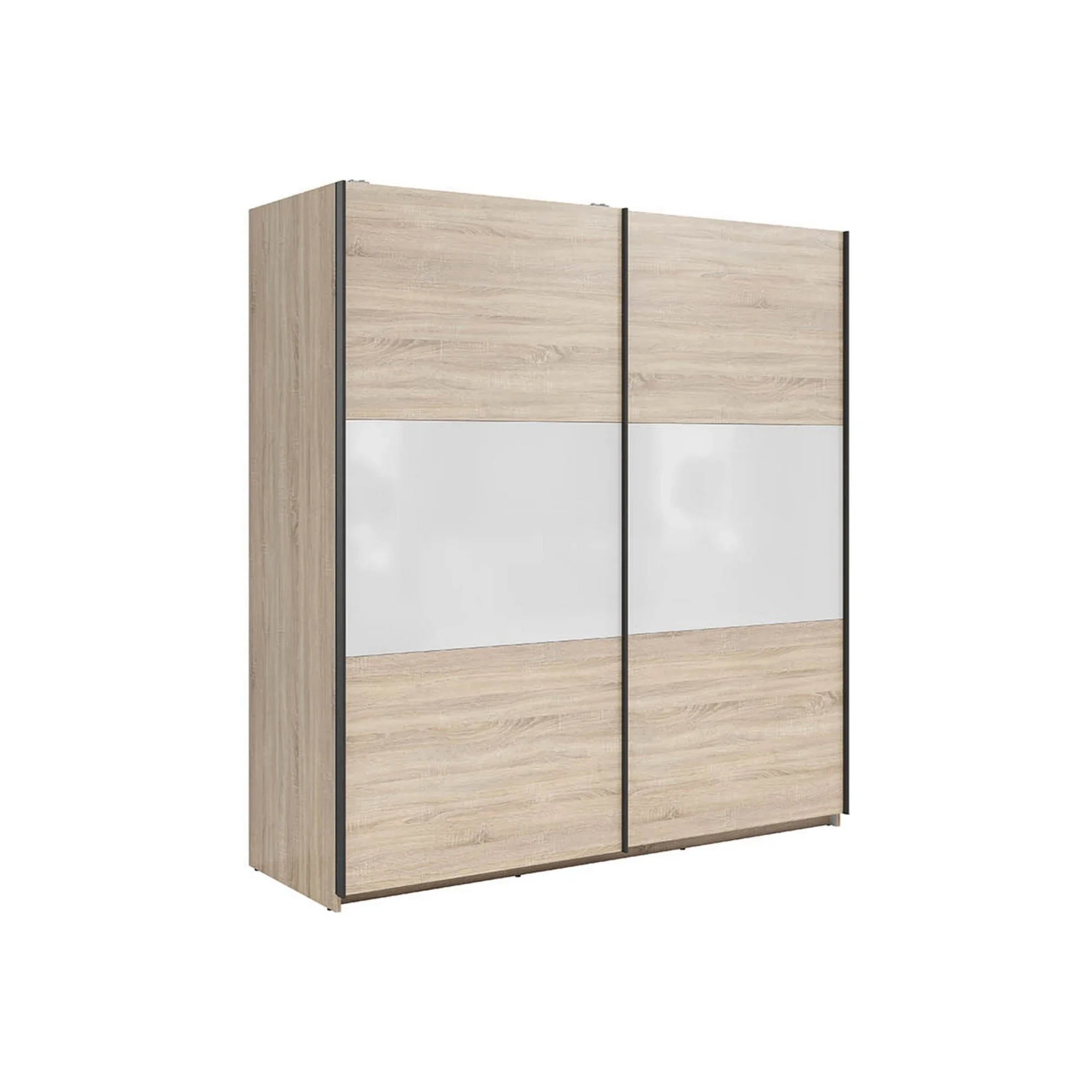 Dulap TETRIX, stejar sonoma/alb lucios, PAL, cu 2 usi, 183x60x196 cm