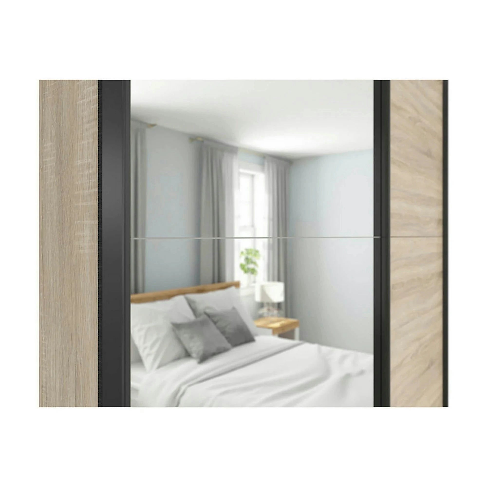 Dulap TETRIX, stejar sonoma, PAL, cu 2 usi si oglinda, 154x60x196 cm