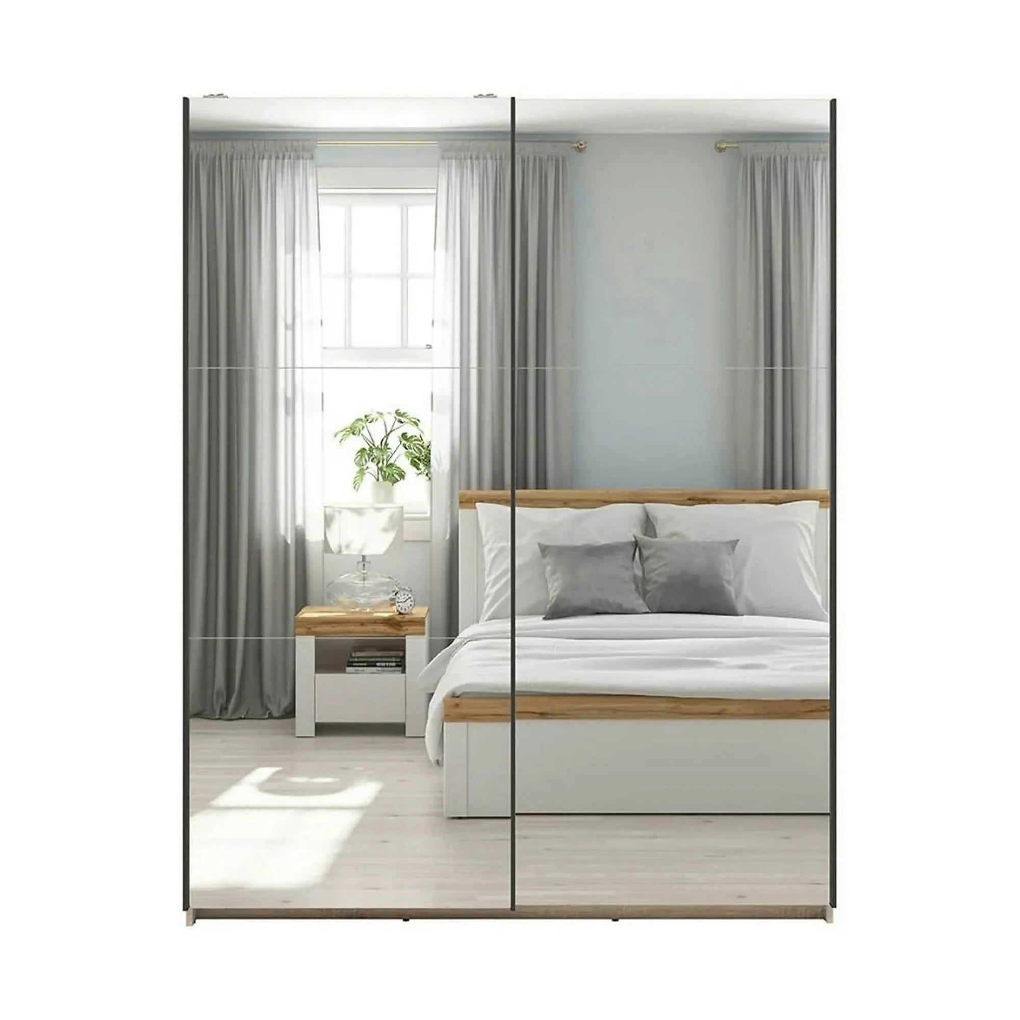 Dulap TETRIX, stejar sonoma, PAL, cu 2 usi si oglinzi, 154x60x196 cm