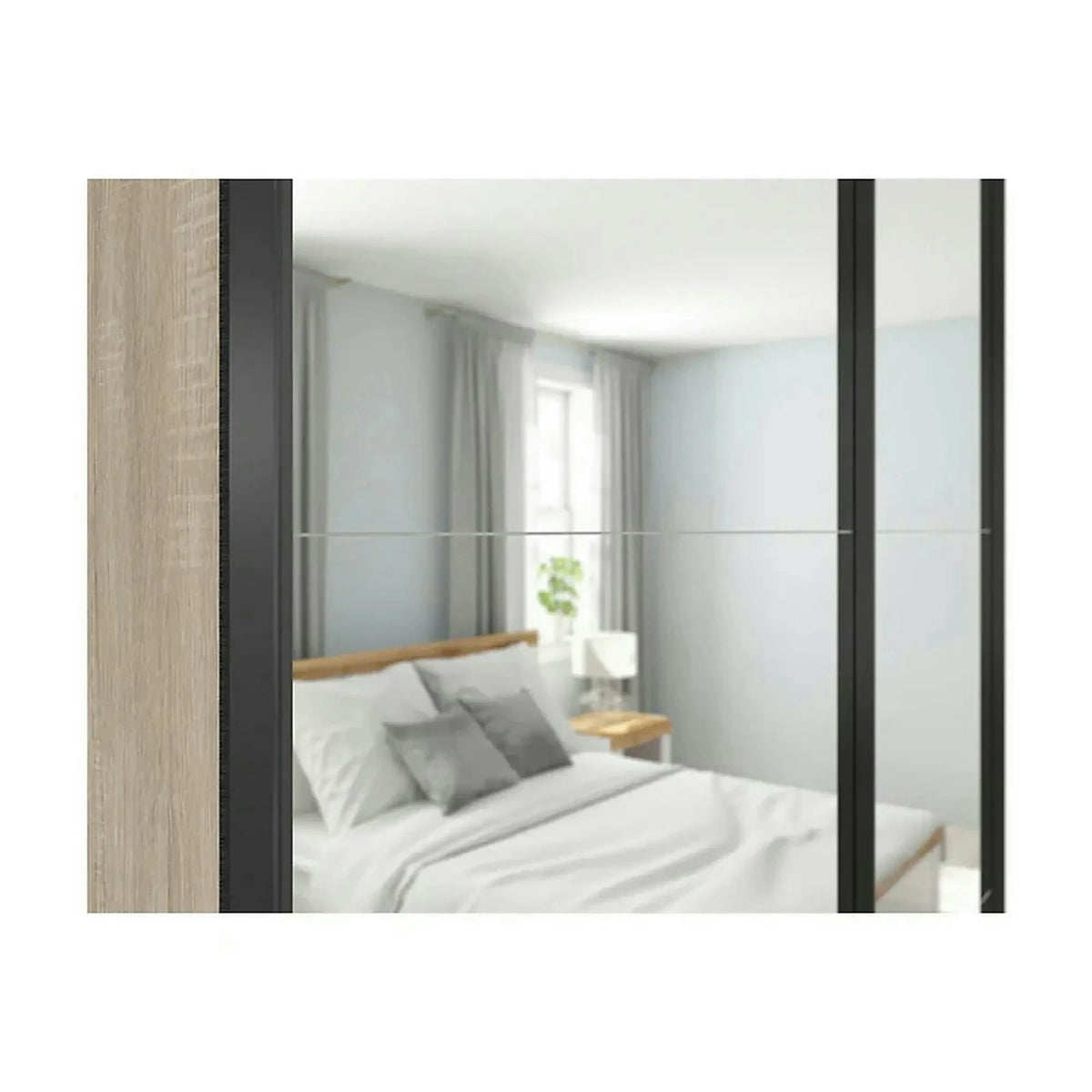 Dulap TETRIX, stejar sonoma, PAL, cu 2 usi si oglinzi, 154x60x196 cm