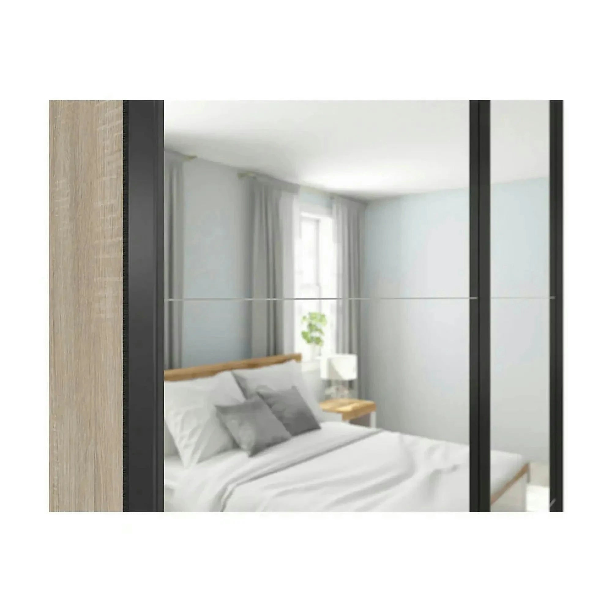 Dulap TETRIX, stejar sonoma, PAL, cu 2 usi si oglinzi, 154x60x196 cm