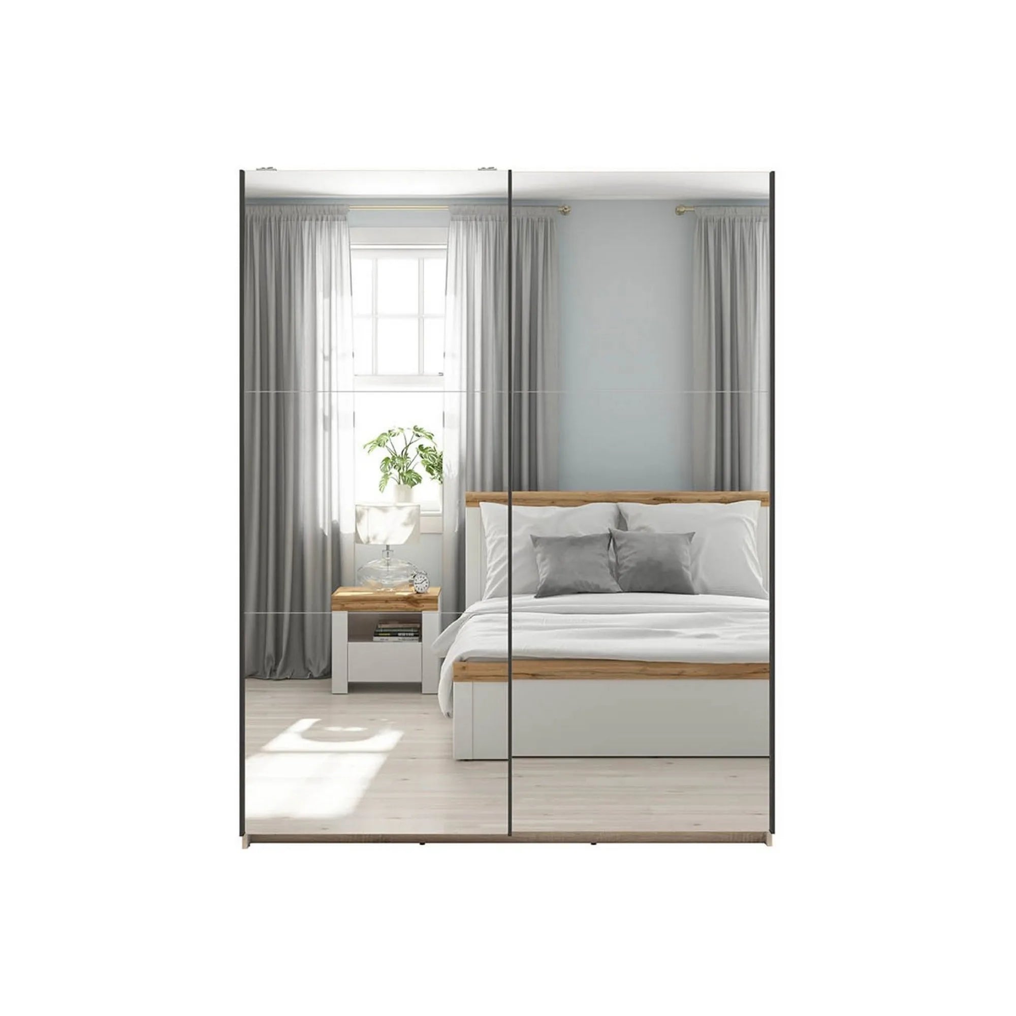 Dulap TETRIX, stejar sonoma, PAL, cu 2 usi si oglinzi, 154x60x196 cm