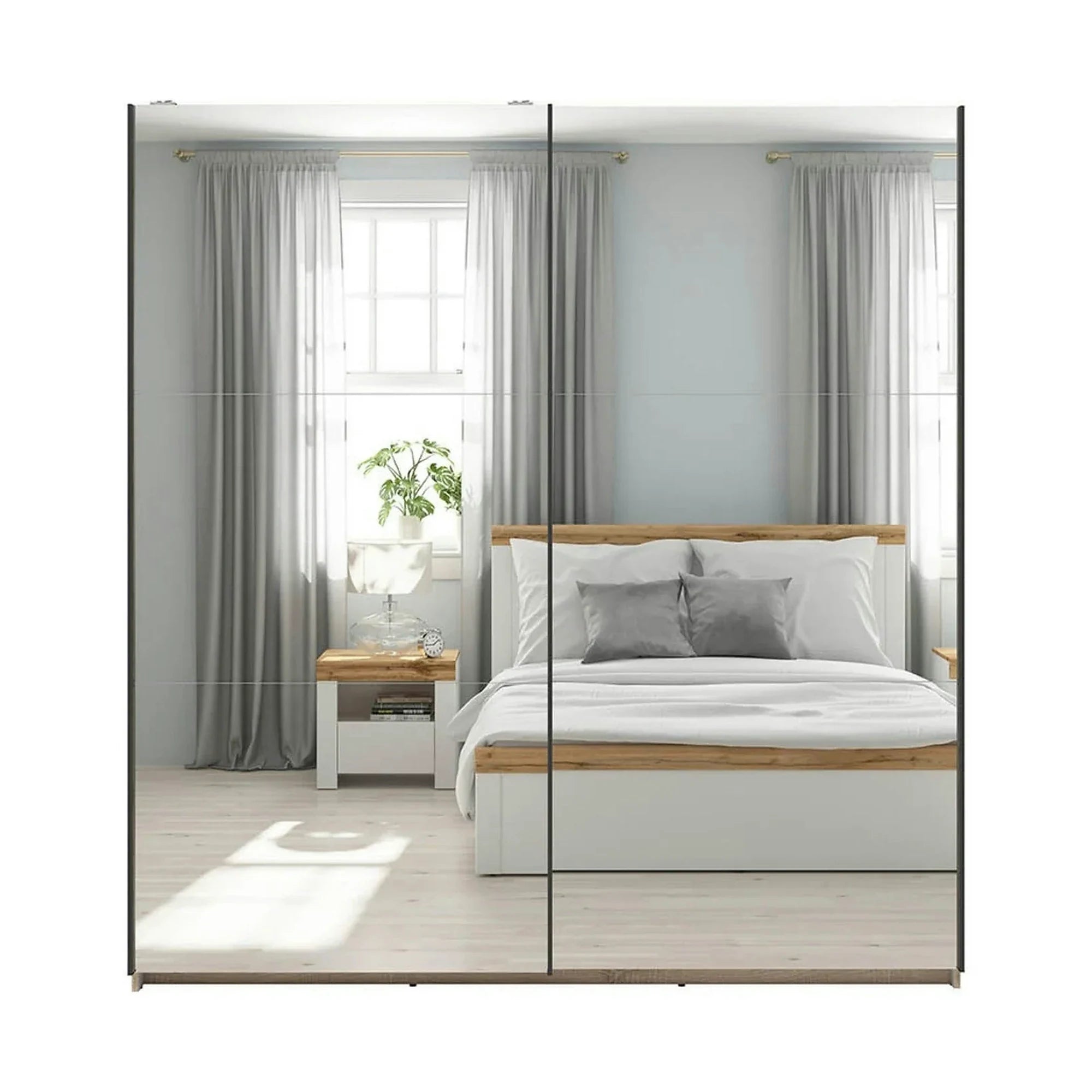 Dulap TETRIX, stejar sonoma, PAL, cu 2 usi si oglinzi, 183x60x196 cm