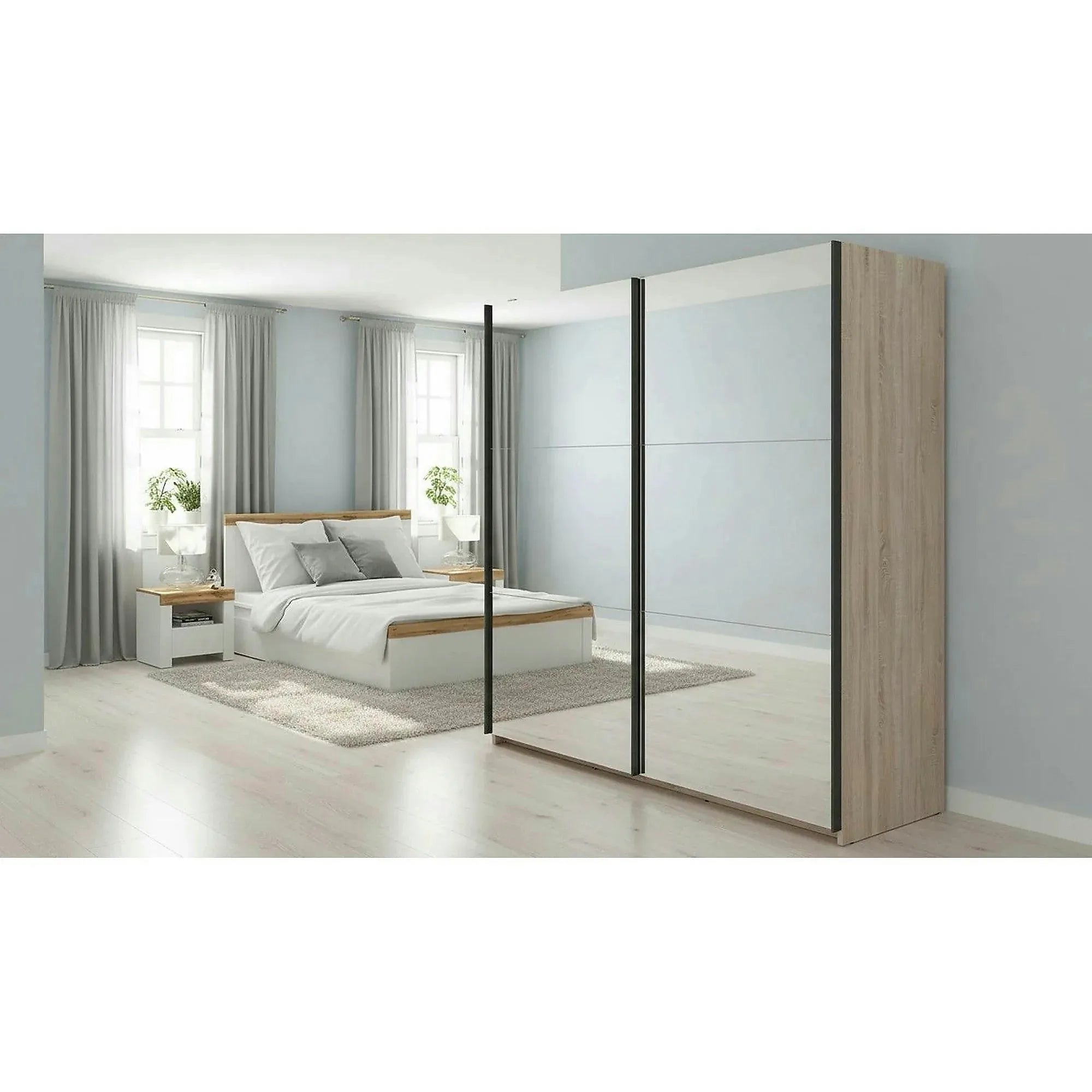 Dulap TETRIX, stejar sonoma, PAL, cu 2 usi si oglinzi, 183x60x196 cm