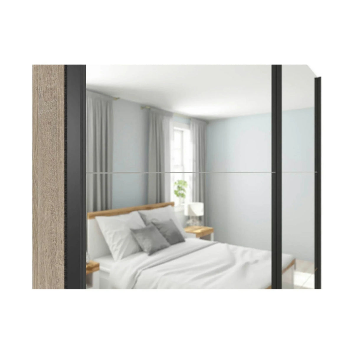 Dulap TETRIX, stejar sonoma, PAL, cu 2 usi si oglinzi, 183x60x196 cm