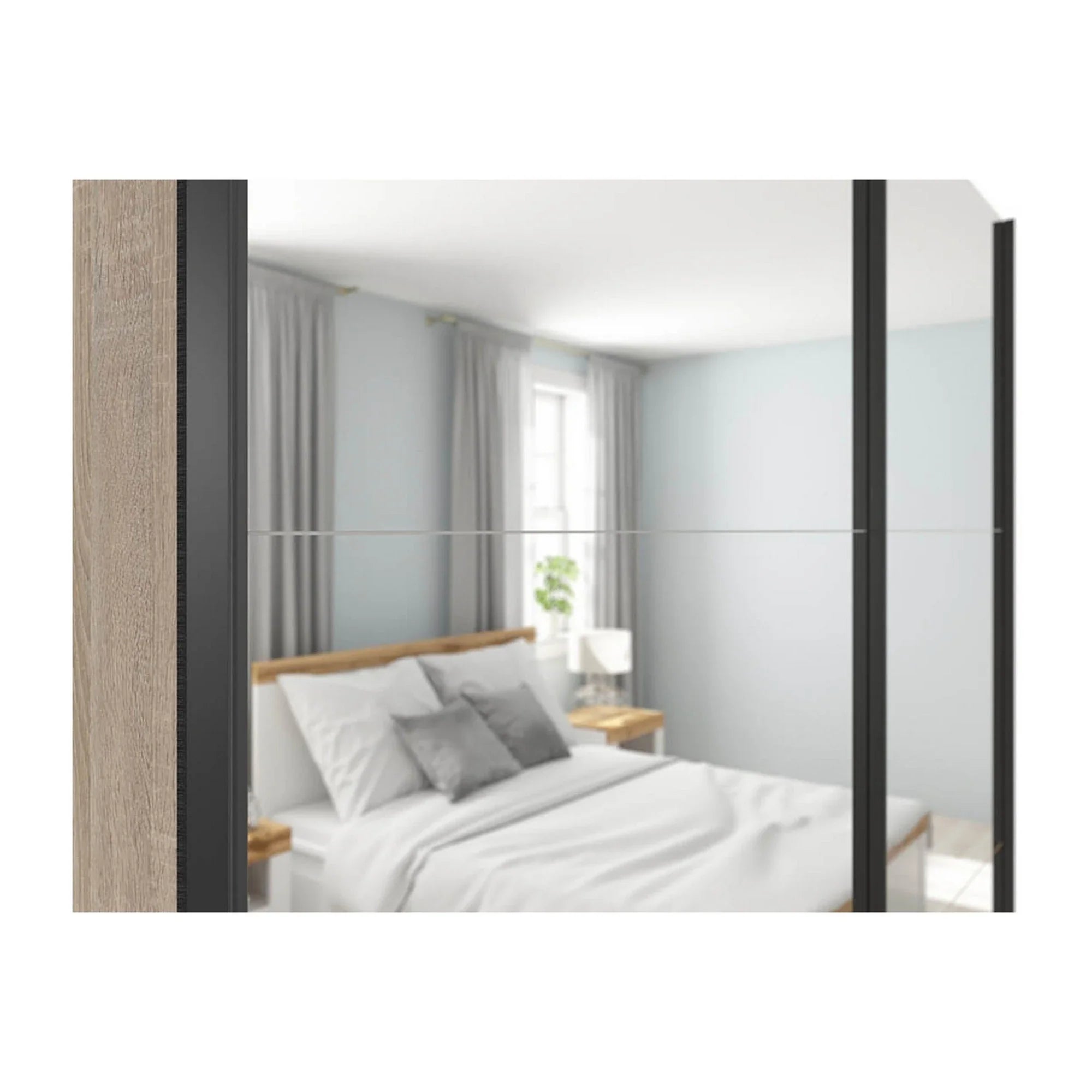 Dulap TETRIX, stejar sonoma, PAL, cu 2 usi si oglinzi, 183x60x196 cm