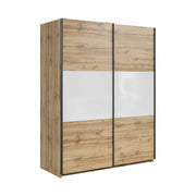 Dulap TETRIX, stejar wotan/alb lucios, PAL, cu 2 usi, 154x60x196 cm