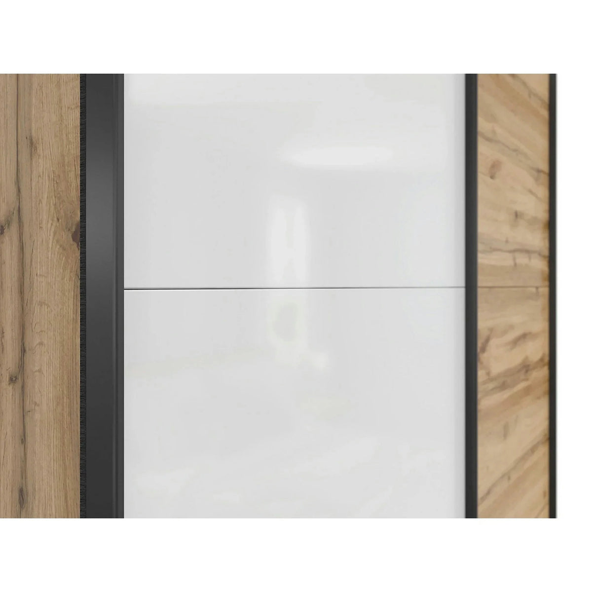 Dulap TETRIX, stejar wotan/alb lucios, PAL, cu 2 usi, 154x60x196 cm