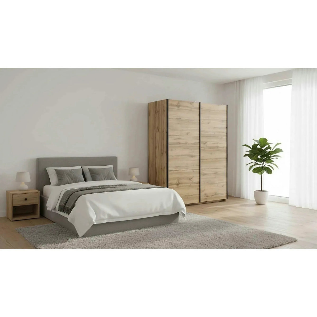Dulap TETRIX, stejar wotan, PAL, cu 2 usi, 154x60x196 cm