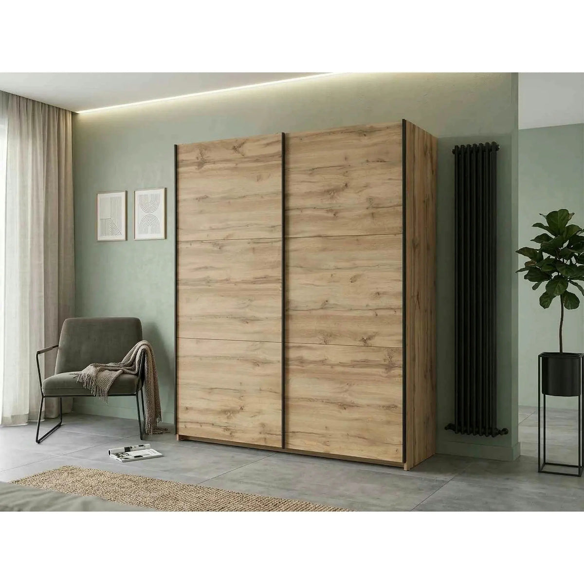 Dulap TETRIX, stejar wotan, PAL, cu 2 usi, 183x60x196 cm