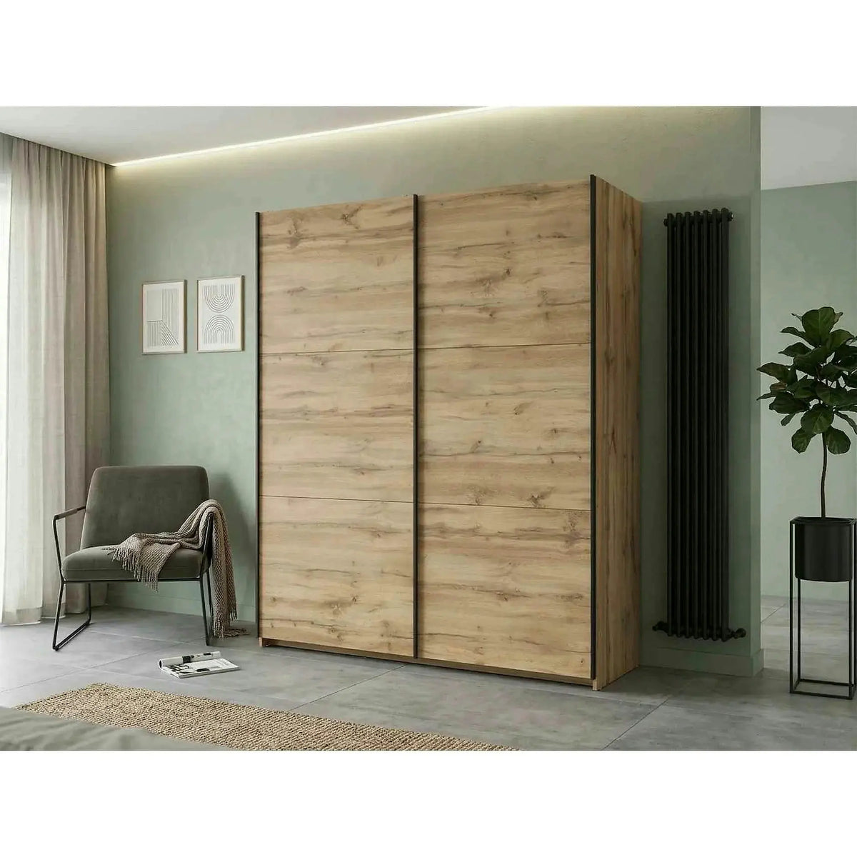 Dulap TETRIX, stejar wotan, PAL, cu 2 usi, 183x60x196 cm