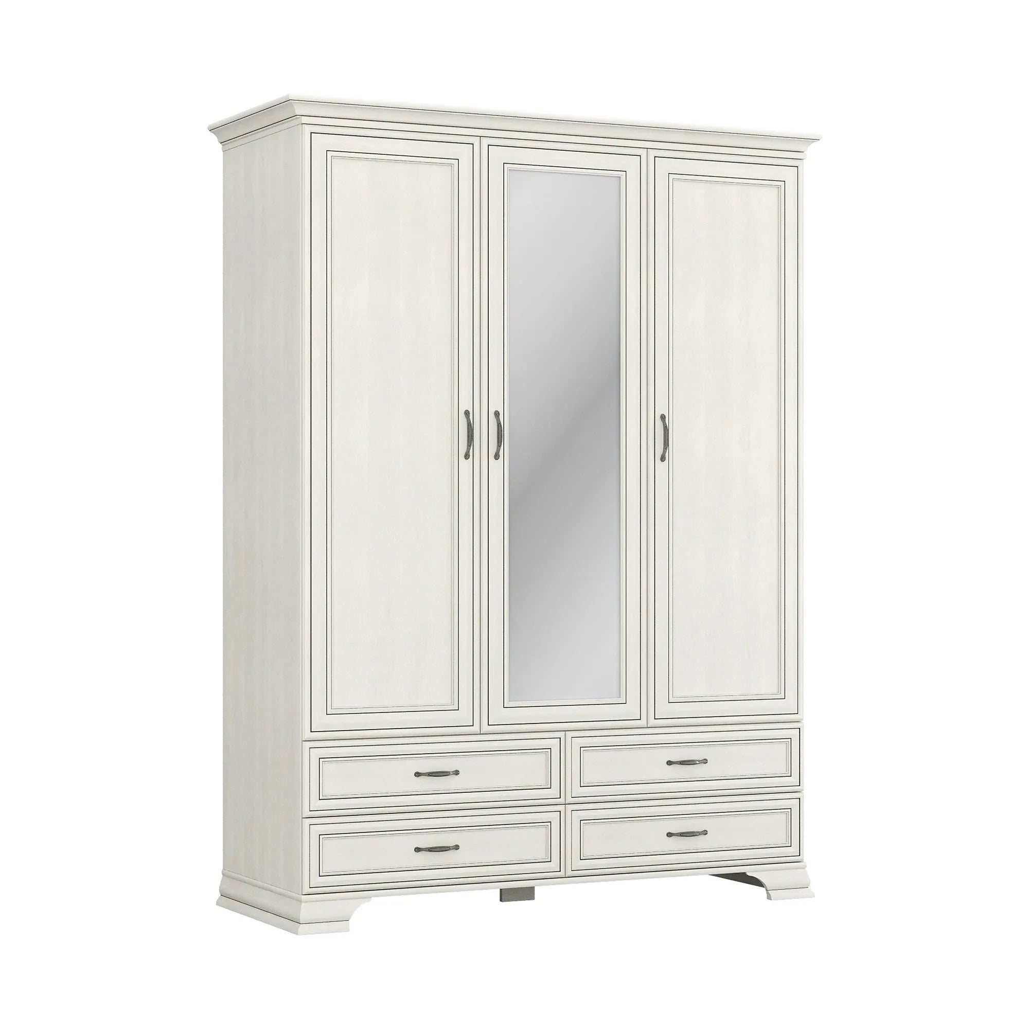 Dulap TIFFANY II, crem, PAL laminat, cu 3 usi si 4 sertare, 159x63x212 cm
